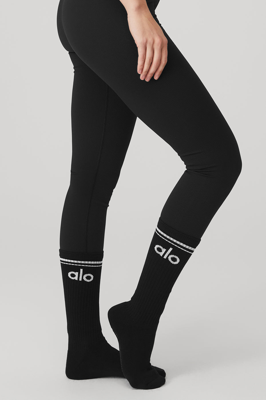 Women's Throwback Barre Sock - Black/White--2