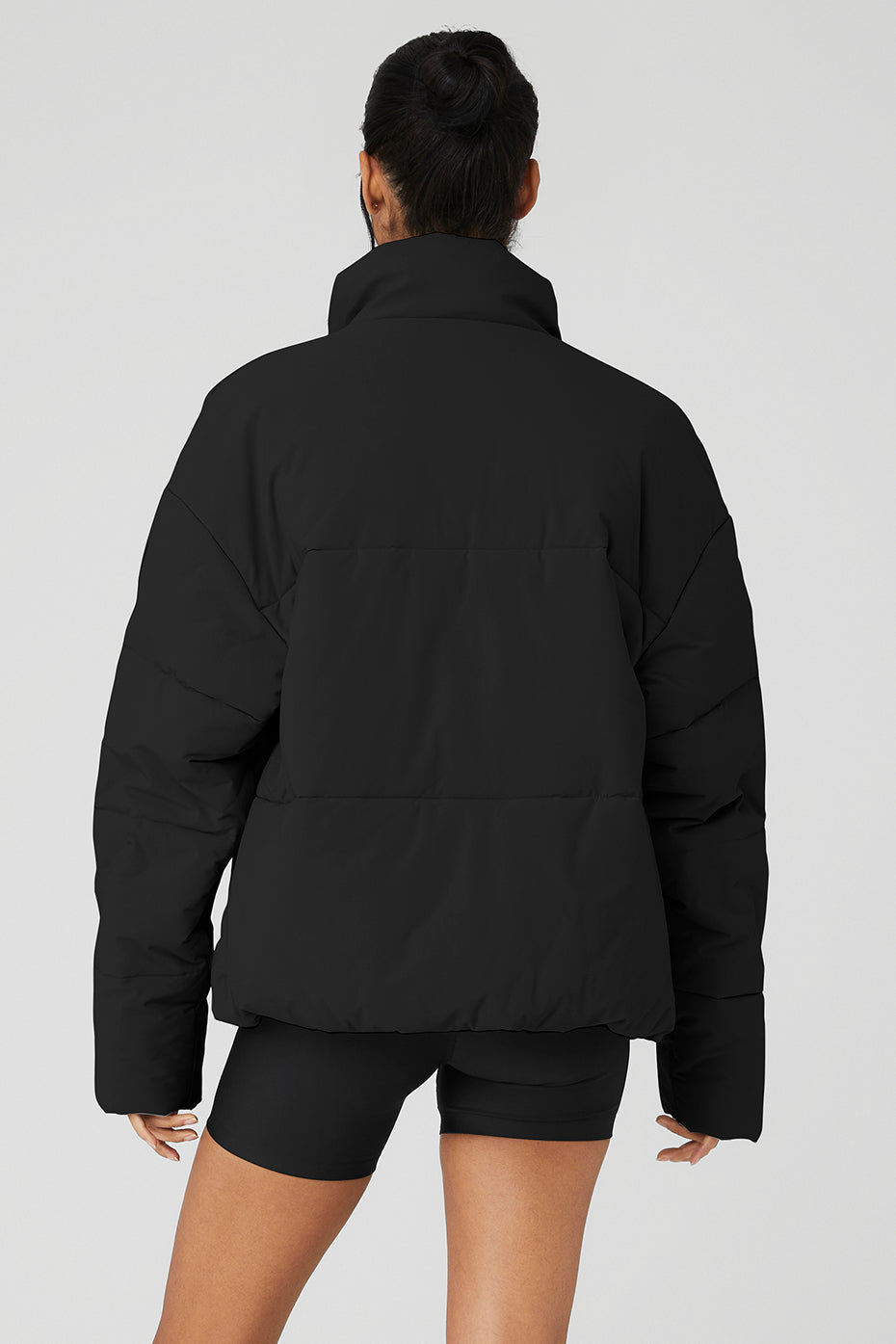Stretch Woven Street Puffer - Black--1