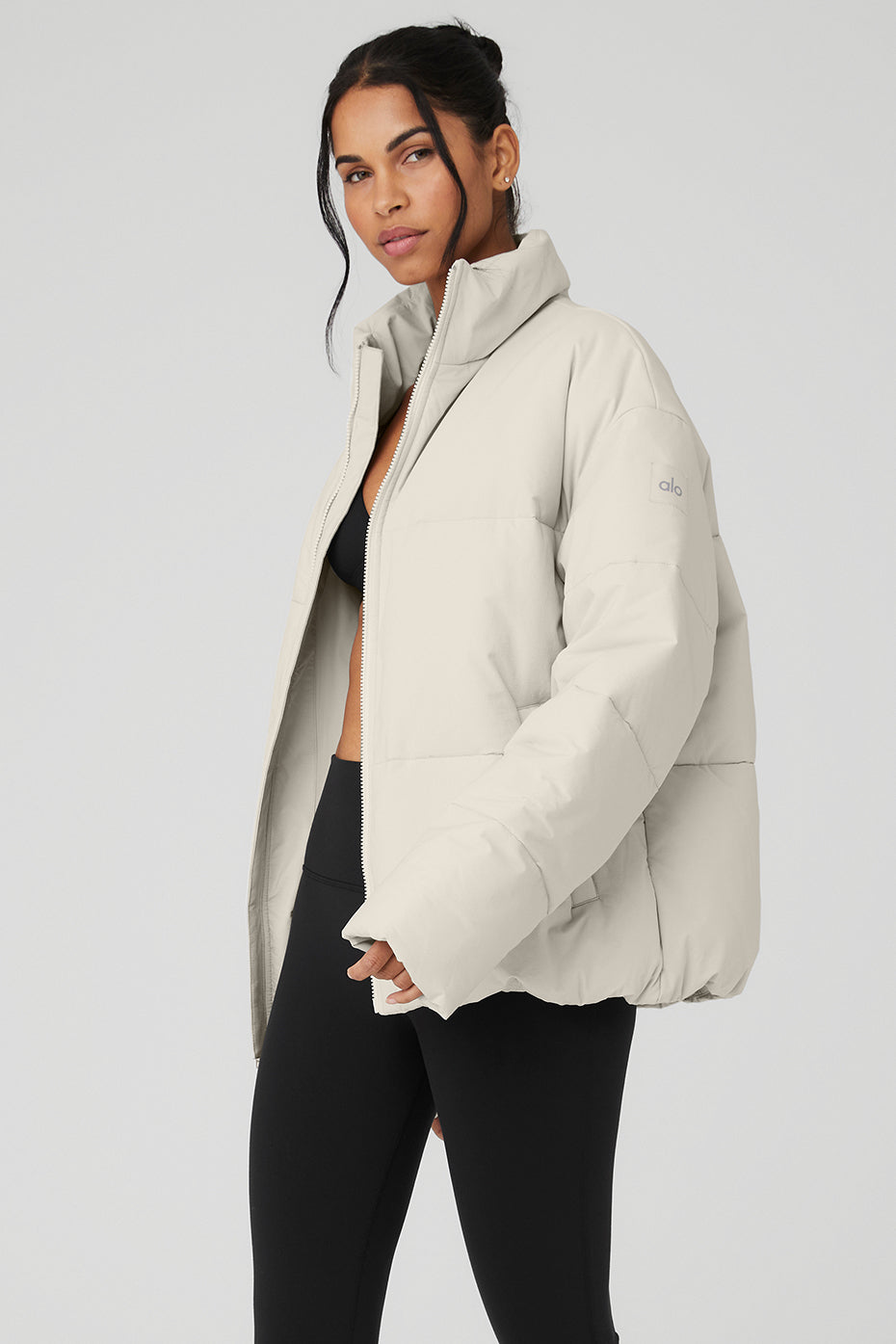 Stretch Woven Street Puffer - Bone--2