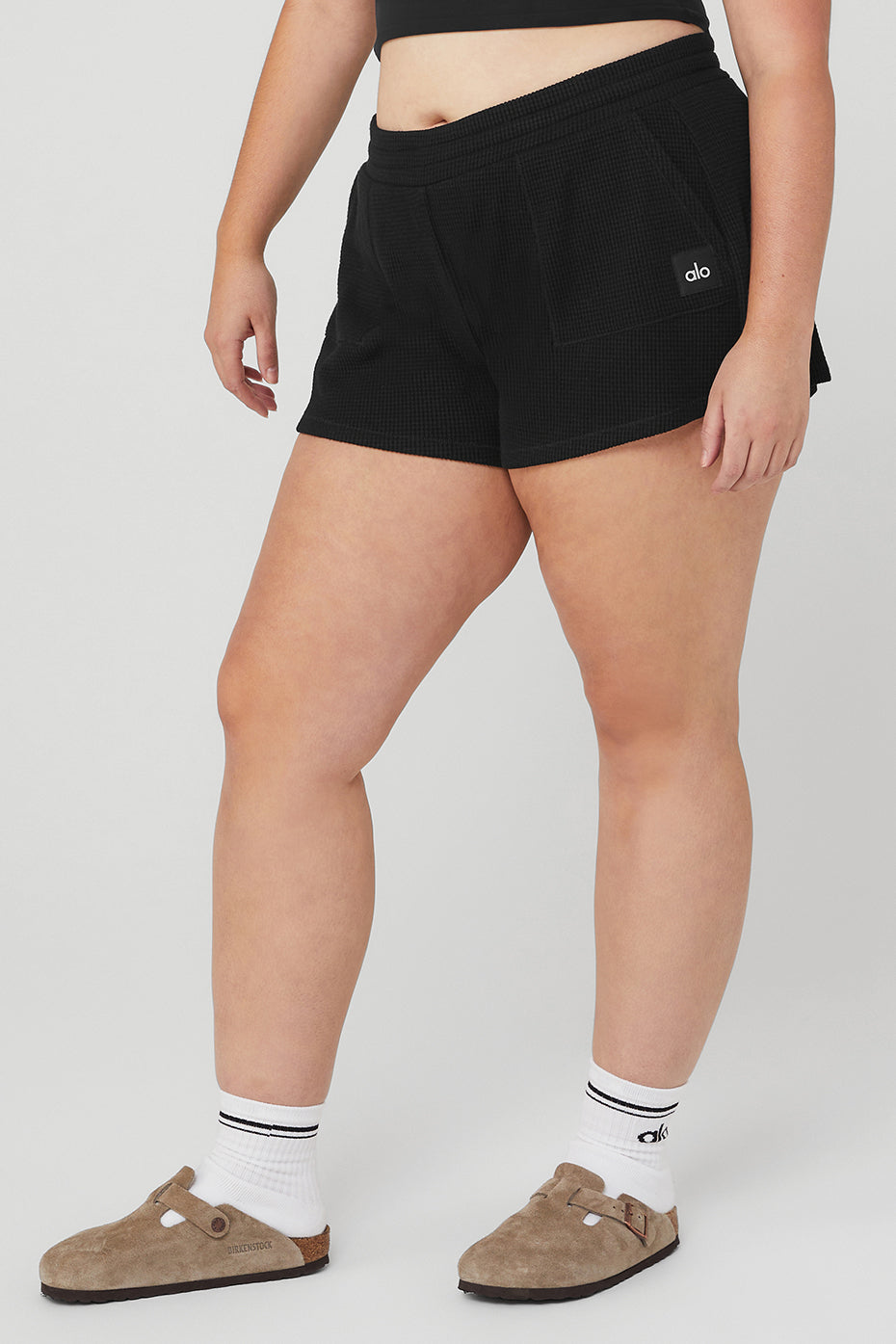 Waffle High-Waist Weekend Escape Short - Black--7