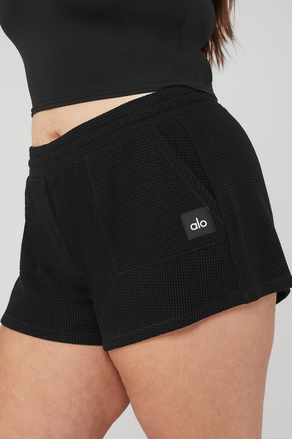 Waffle High-Waist Weekend Escape Short - Black--8